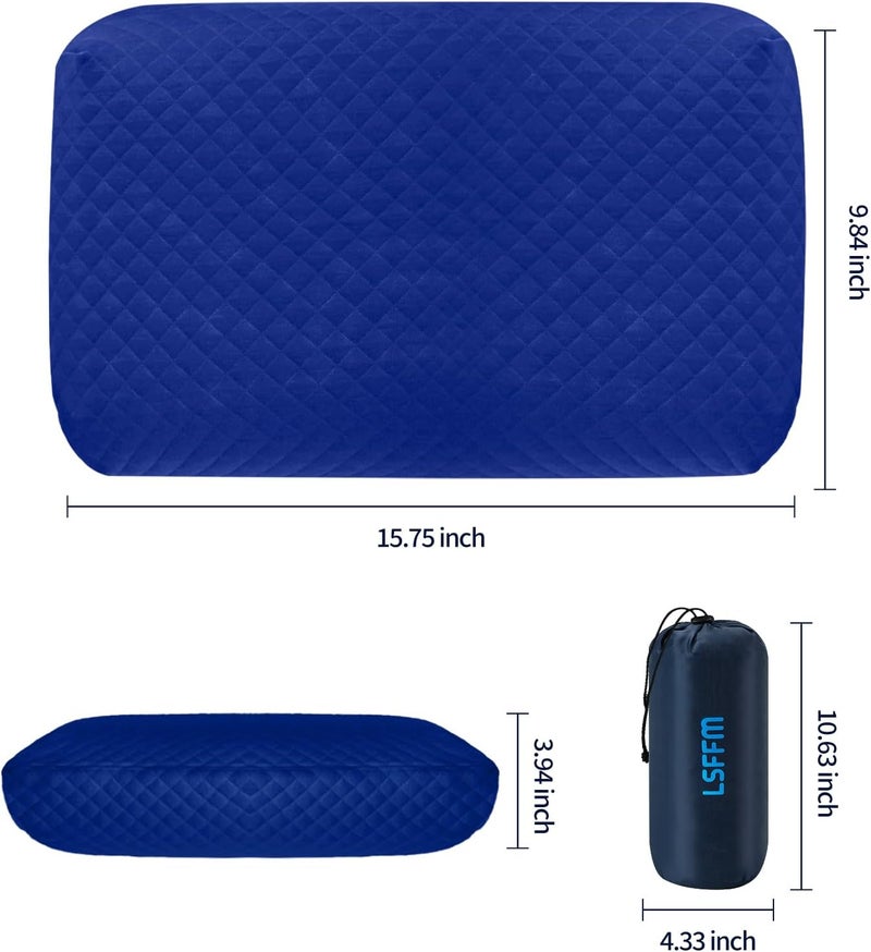 LSFFM Camping Pillow Memory Foam, Easy to Fold, Camping Essentials, Small Travel Pillows with Portable Bag, Hiking Pillow for Backpacking, Anti-Pilling Pillow Cover (Blue) - Image 5